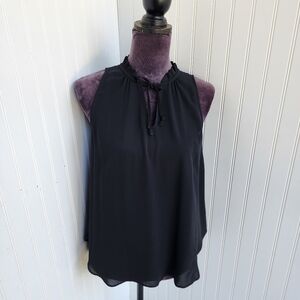 Express Women’s Sleeveless Black Stretch Top Blouse Keyhole Tie Size XS